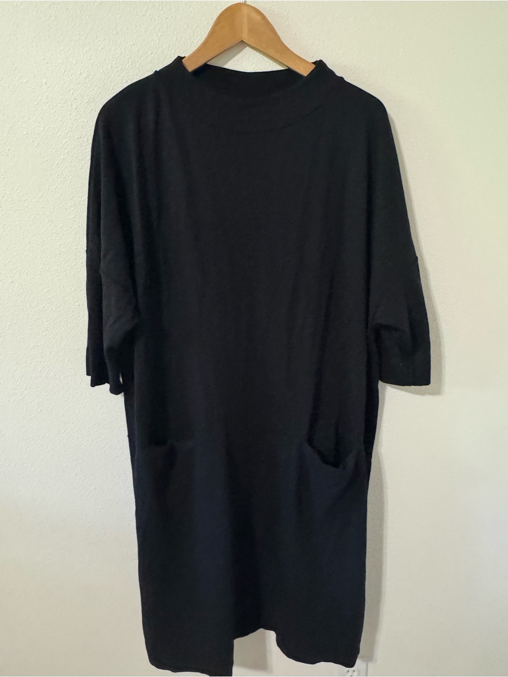 Two Danes Roni Rabl Bamboo Pocket Tunic Top/Dress Black Lagenlook Relaxed Fit-OS